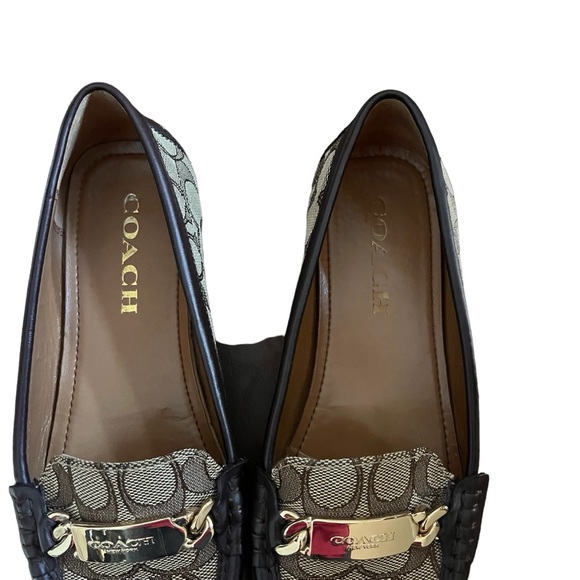 Coach A01918 Olive Outline Signature C Khaki Chestnut Brown Loafers 7B - Picture 7 of 12